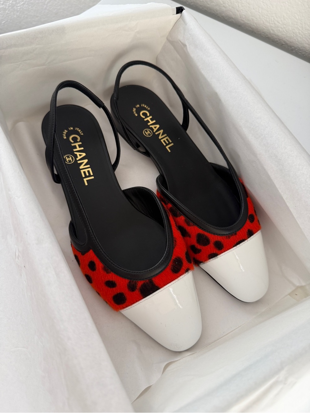 CHANEL PONY HAIR SLINGBACK FLATS